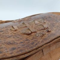 Винтидж дамска чанта с много отделения, от естествена кожа, наподобяваща крокодилска, снимка 8 - Чанти - 45540790