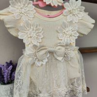 Бебешко боди-рокличка с лента за глава , снимка 4 - Бебешки рокли - 45109923