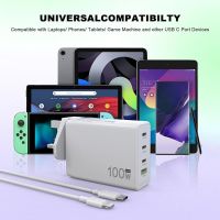 100W USB C Зарядно за Пътуване: Зарежда различни лаптопи и устройства, снимка 3 - Безжични зарядни - 45210831