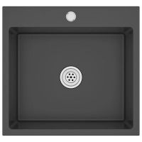 vidaXL Ръчно изработена кухненска мивка, черна, неръждаема стомана(SKU:145084, снимка 1 - Мивки - 45373095