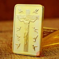 Златно кюлче КОПИЕ в предпазна капсула 10 - божи заповеди с Иисус Христос на кръст. десетте божи зап, снимка 2 - Нумизматика и бонистика - 45686993