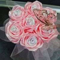 Букет от вечни сатенени рози, снимка 4 - Изкуствени цветя - 45083762