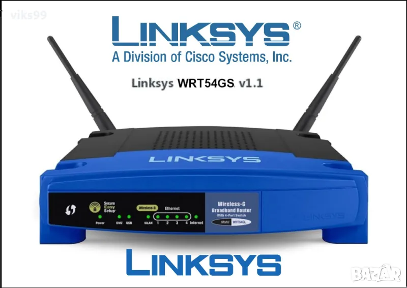 Wi-Fi Рутер Linksys WRT54GS v1.1, снимка 1