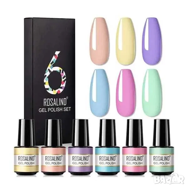 РАЗПРОДАЖБА! - Комплект 6 гел лака в пастелна гама Rosalind, снимка 1
