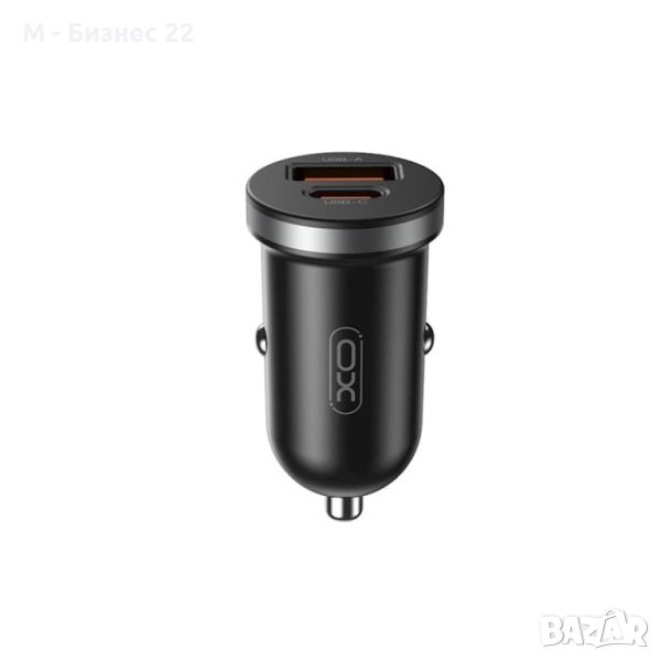 Зарядно за кола PD 30W QC 1xUSB 1xUSB-C, CC56, черно - XO, снимка 1