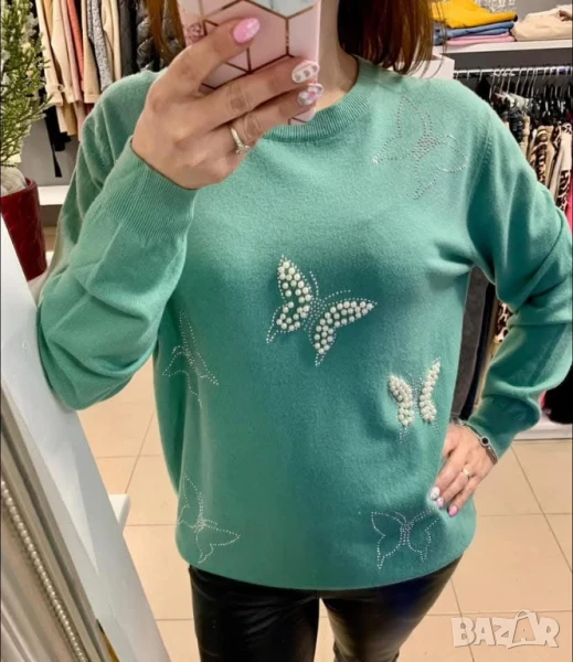 блузи от фино машино плетиво с пеперуди , снимка 1