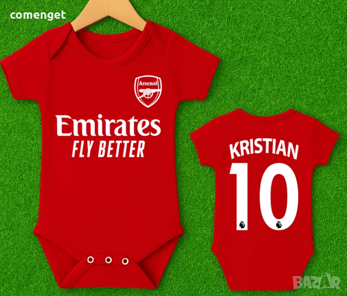 БЕБЕШКО боди ARSENAL / АРСЕНАЛ с ИМЕ и НОМЕР! Или на ОТБОР по ТВОЙ избор!, снимка 1
