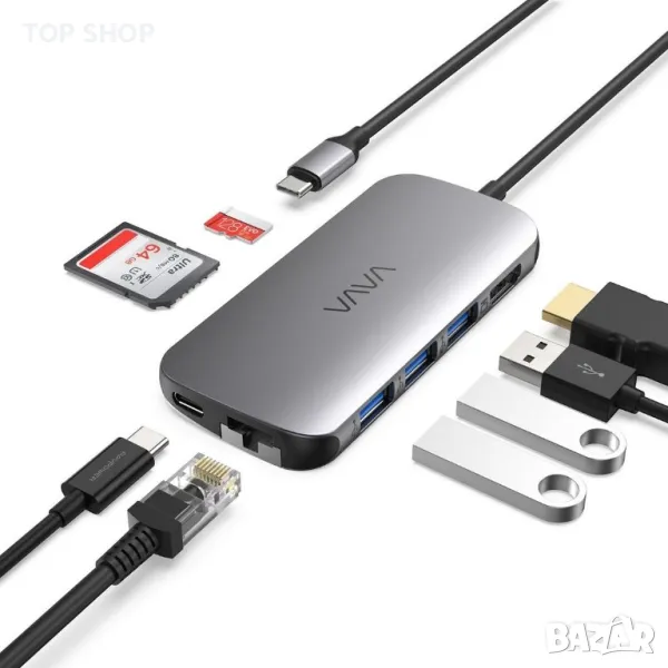 VAVA VA-UC006 8 в 1 USB C хъб адаптер, снимка 1