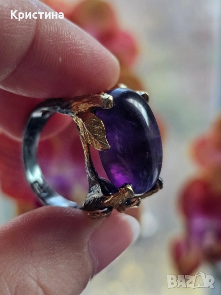 Красив сребърен пръстен с Аметист, снимка 1