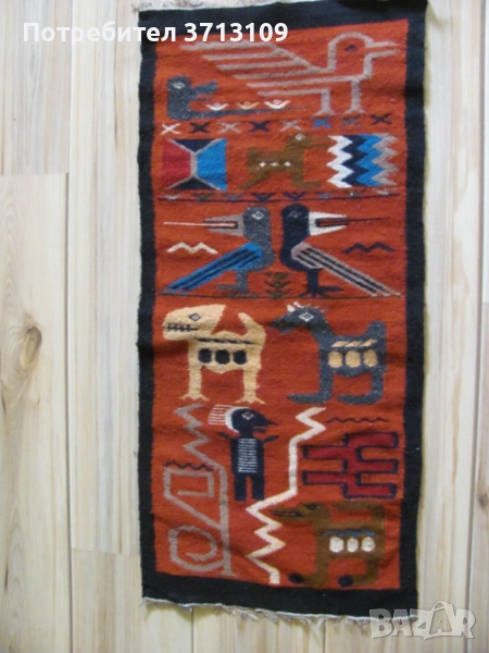 19век автентичен вълнен килим Централна Америка ,85х40см., снимка 1