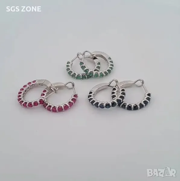 Класически Сребърни Обеци с Рубини/Сапфири/Изумруди, снимка 1