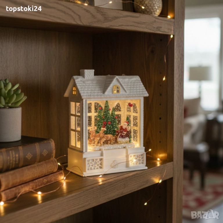 Снежна Коледна къщичка с Дядо Коледа – Идеален празничен акцент, снимка 1