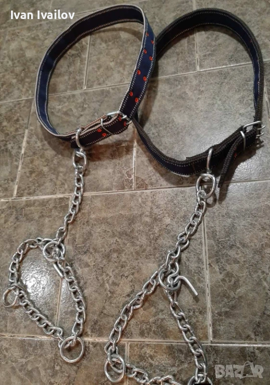 Двойно шит текстилен каишки със синджир за теле крави и коне , снимка 1
