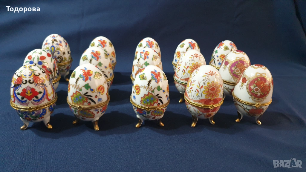 Лот от порцеланови яйца-бижутиери-15 броя, снимка 1