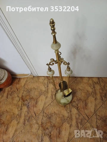 Бронзов сет за камина, снимка 5 - Антикварни и старинни предмети - 53223366