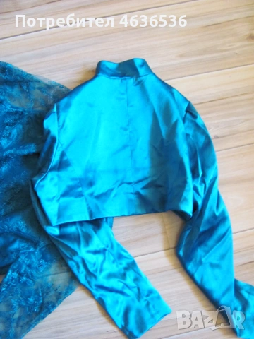 Дамска дантелена рокля с болеро , петролено зелено, снимка 8 - Рокли - 53438189