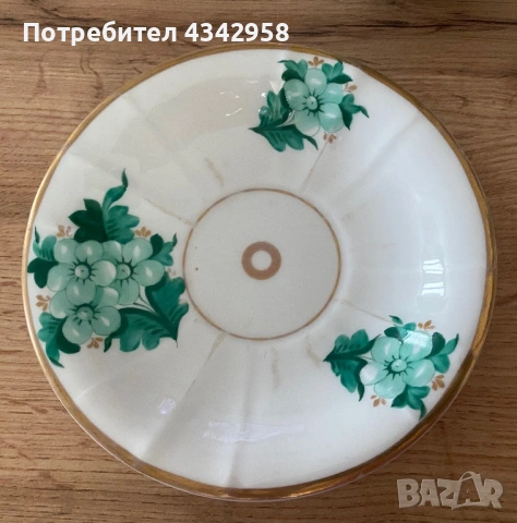 Антична немска порцеланова чаша с чинийка KPM Krister ~1910 г., снимка 4 - Антикварни и старинни предмети - 53921696