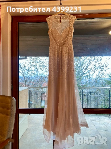 Луксозна дизайнерска бална рокля с перли и кристали - S/M, снимка 10 - Рокли - 54203219