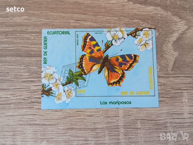 Екваториална Гвинея БЛОК  Фауна пеперуди 1976 г., снимка 1 - Филателия - 46434268