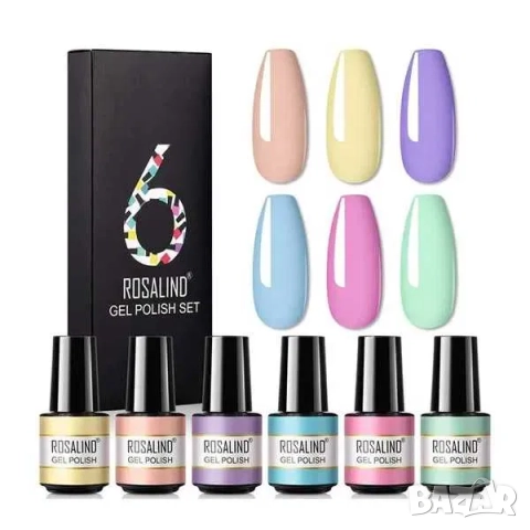 РАЗПРОДАЖБА! - Комплект 6 гел лака в пастелна гама Rosalind
