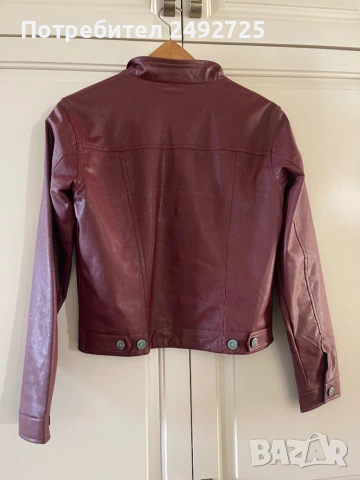 Яке кожено бордо , снимка 2 - Якета - 39809199