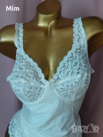 Missa 85 C Бяло памучно боди с дантела , снимка 2 - Корсети, бюстиета, топове - 53641169