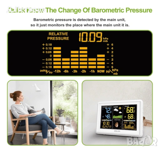 BALDR безжична метеорологична станция с 3 сензора – Бяла, снимка 7 - Друга електроника - 53641802