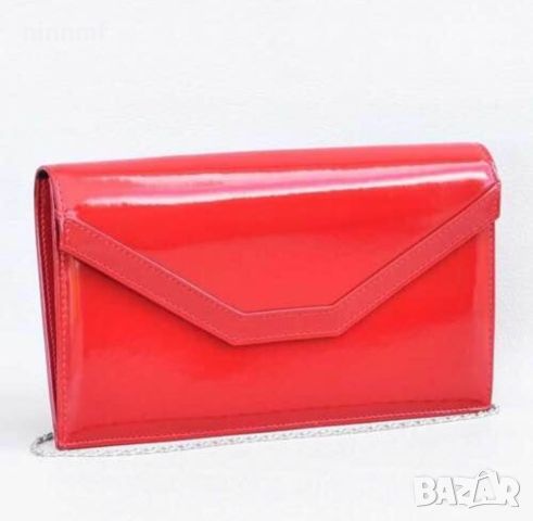 Клъч-официална чанта, лак в червен цвят, снимка 1 - Чанти - 45545184