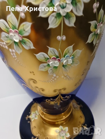 Голяма ваза  от чешки цветен кристал , снимка 18 - Вази - 53753086