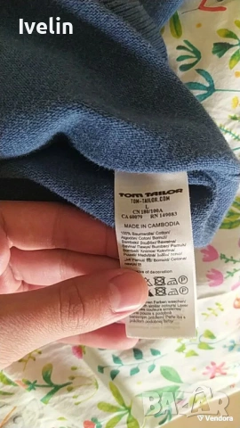 Мъжки пуловер Tom Tailor нов, тъмносин, размер M/L, снимка 2 - Пуловери - 53653362