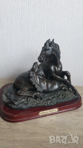 Винтидж скулптура на кон и жребче, снимка 6 - Антикварни и старинни предмети - 53604093