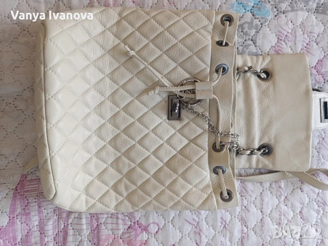 Antonia Moretti бежова раница естествена кожа, снимка 3 - Чанти - 50733980