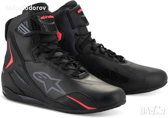 Дамски Мото боти обувки ботуши ALPINESTARS FASTER-4 BLK/FLUO-RED