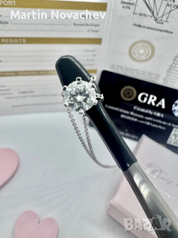 Сребърно колие с мойсанит (Диамант) 1 карат, снимка 7 - Колиета, медальони, синджири - 53503895