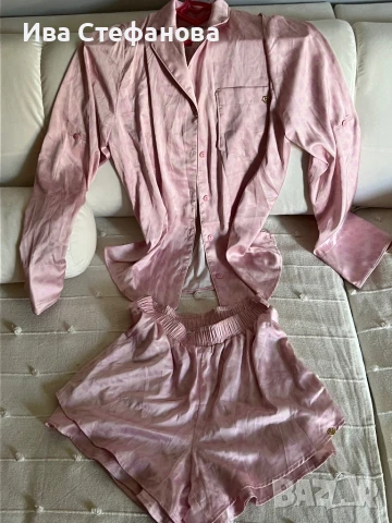 Нов уникален розов сет от ацетна коприна, Alessa, снимка 3 - Къси панталони и бермуди - 50930755