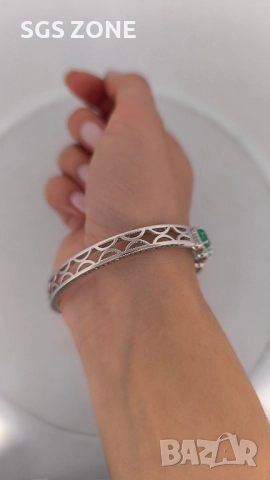 СРЕБЪРНА ГРИВНА ОТ ТАЙЛАНД С ЕСТЕСТВЕН ТОПАЗ И РОДИЕВО ПОКРИТИЕ, снимка 7 - Гривни - 52457983