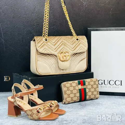 дамски сандали на ток, чанта / раница и портмоне gucci , снимка 3 - Чанти - 46941108