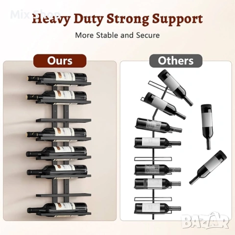 Нов Стенен стелаж за вино FAVOOSTY, комплект от 2 броя, снимка 2 - Други стоки за дома - 53654330