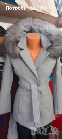 Дамско палто с качулка с естествен пух в 4 цвята, снимка 3 - Палта, манта - 52233731