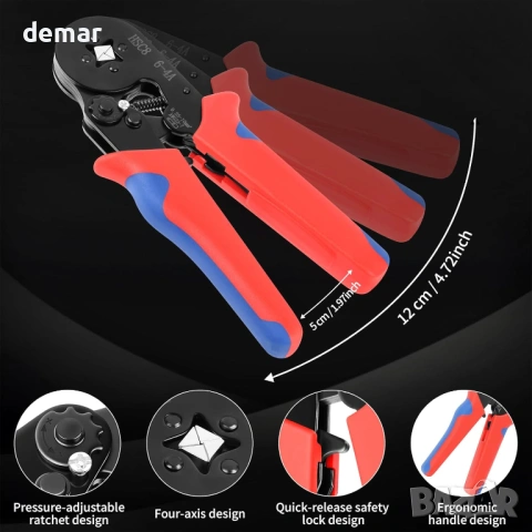 Комплект инструмент за кримпване на ферули 0.25-10 mm² (AWG 23-7) с 1400 броя клемни конектора, снимка 3 - Други инструменти - 53923982
