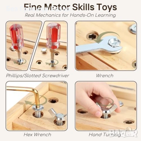Нова Детска образователна дървена Монтесори играчка с отвертки ключалки и ключове, снимка 5 - Образователни игри - 54155240