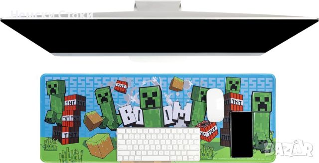 Подложка за мишка и бюро Minecraft Creeper Desk Mat 80х30см, снимка 2 - Клавиатури и мишки - 45194995