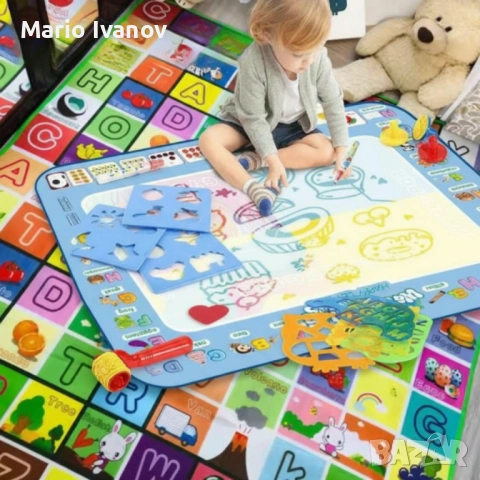 Комплект „Играй и Твори“ – Двулицево топлоизолиращо детско килимче + магическа водна подложка Aqua