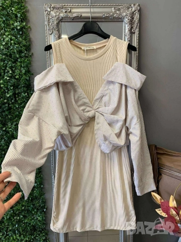 рокля с риза, снимка 2 - Рокли - 51851986