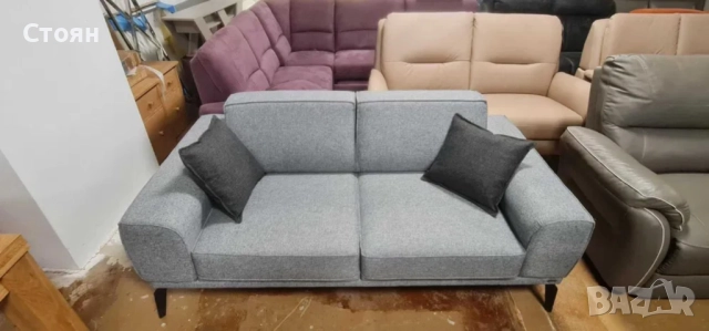 Сив диван от плат двойка с функция сън, снимка 2 - Дивани и мека мебел - 52826381