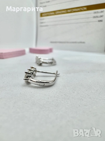 Сребърни обеци с мойсанит (диамант) 0.6 карата 6камъка*0.1 карат, снимка 8 - Обеци - 54241132