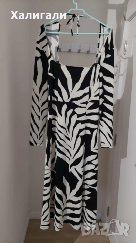 Монохромна рокля в екрю и черно HM, размер М