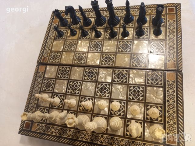 Сирийска седефена дъска за шах и табла, снимка 3 - Шах и табла - 45797386