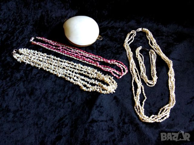 Колиета от речни перли и голяма седефена мида-кутия, снимка 4 - Бижутерийни комплекти - 45486761