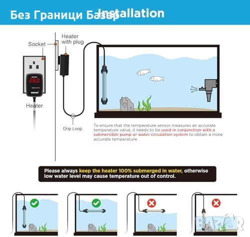 Нов Бързо загряващ нагревател с LED контролер за аквариум риби, снимка 6 - Оборудване за аквариуми - 46451749